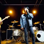 Mayday 五月天 의 밴드 신에서의 혁명적 존재 - **Prompt:** A vivid, nostalgic illustration of the Taiwanese rock band Mayday in their formative yea...