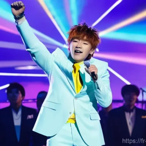 Vickeblanka와 일본 팝의 신예 - **Vickeblanka's Versatile Stage Presence:**
    "A charismatic male J-Pop artist, resembling Vickebl...