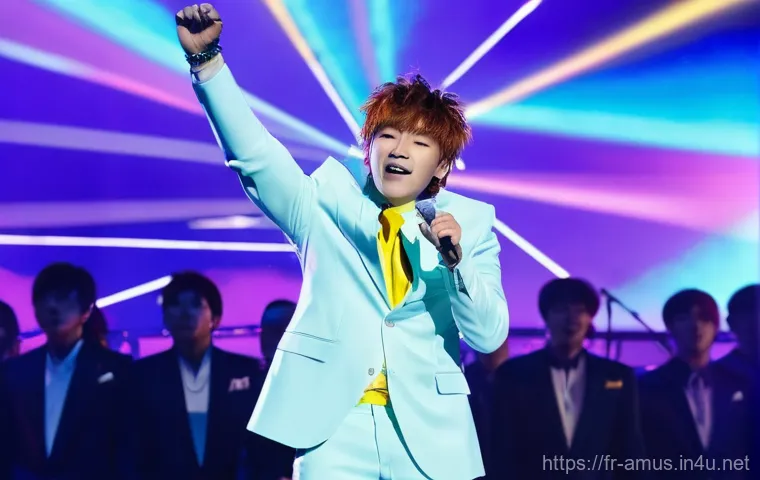 Vickeblanka와 일본 팝의 신예 - **Vickeblanka's Versatile Stage Presence:**
    "A charismatic male J-Pop artist, resembling Vickebl...